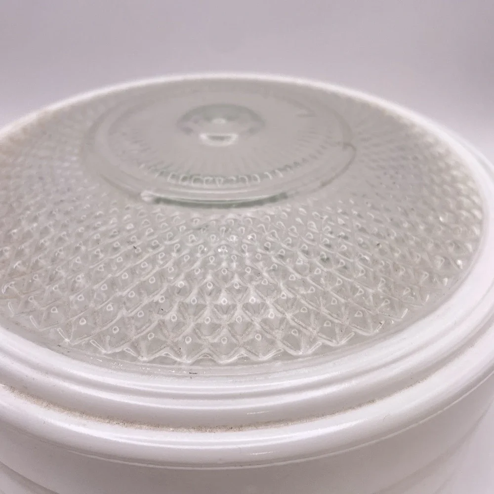 Vtg Art Deco White Milk Glass Light‎ Shade Round Flush Globe 7.75